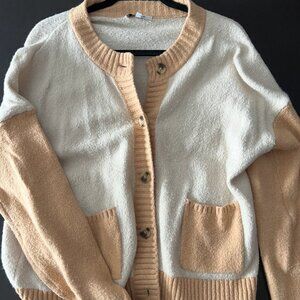 MADEWELL Wool Blend Colorblock Colburne Cardigan Sweater Coziest Textured Yarn M